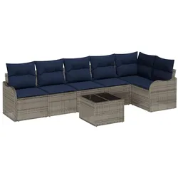 vidaXL Gartensofa-set 7 stk. 6-Sitzer Grau Poly-Rattan 3345735