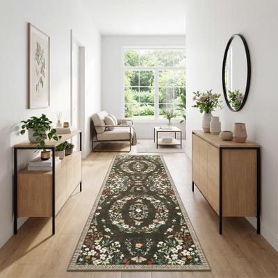 Garvee Retro Garden Floral Area Rug Non-Slip Washable Low Pile Carpet