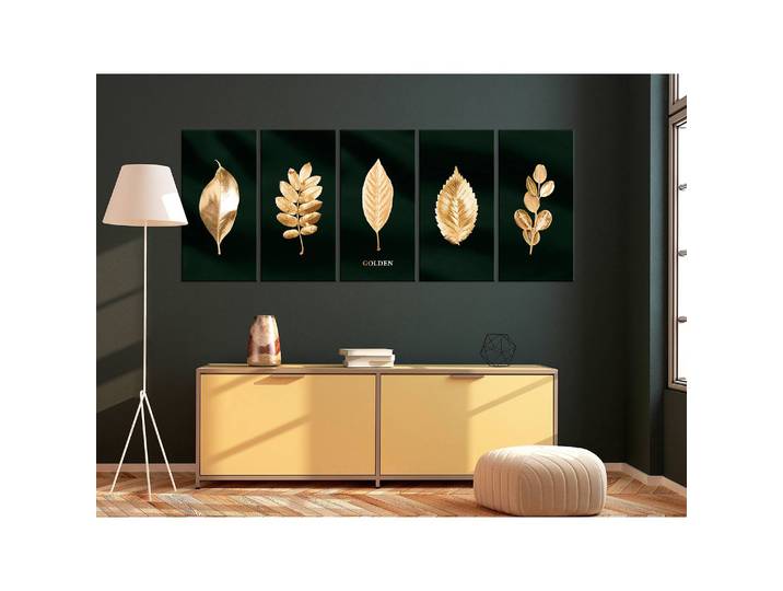 Wandbild Noble Collection 5-teilig Leinen Gold 200 x 80cm