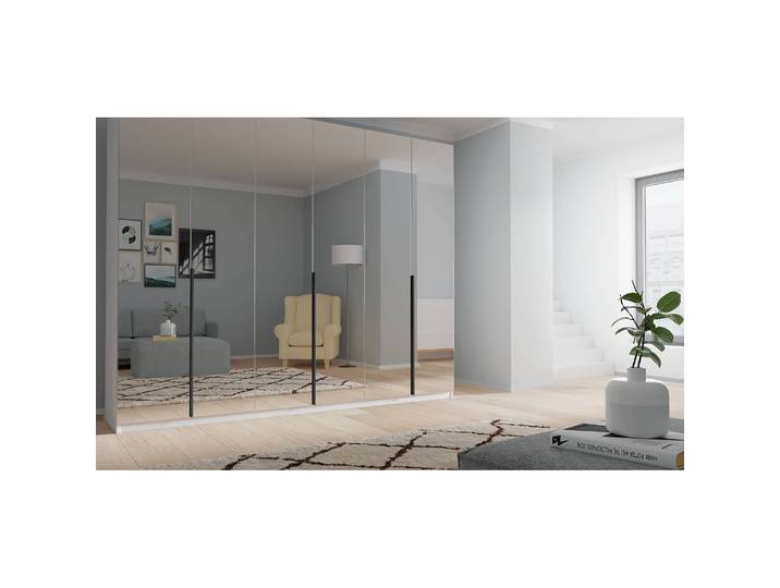 Drehtürenschrank reflect 270 x 236cm Weiß/Weiß/Klarglas Basic