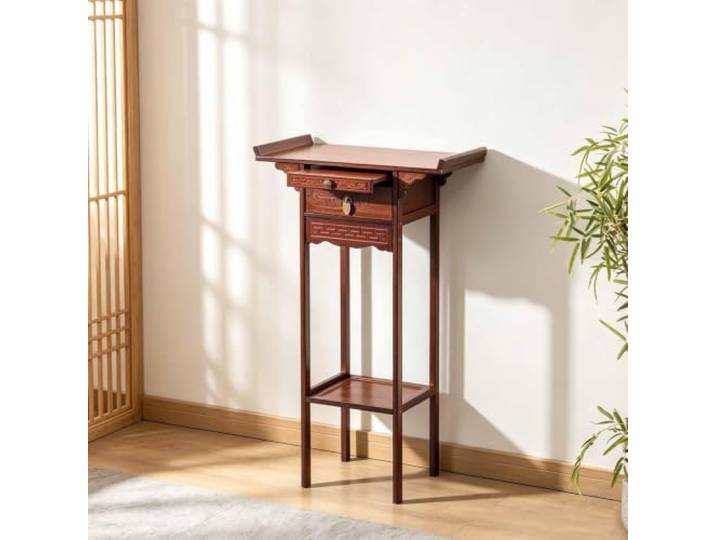 Altartisch，Buddha-Altarschrank, Meditationsaltartisch Aus Bambus,Puja-Tisch Freistehender Altartisch, Mit Schublade Und Regal, Für Gebete, Wahrsagung, Anbetung， Für Wohnzimmer, Kleine Räume