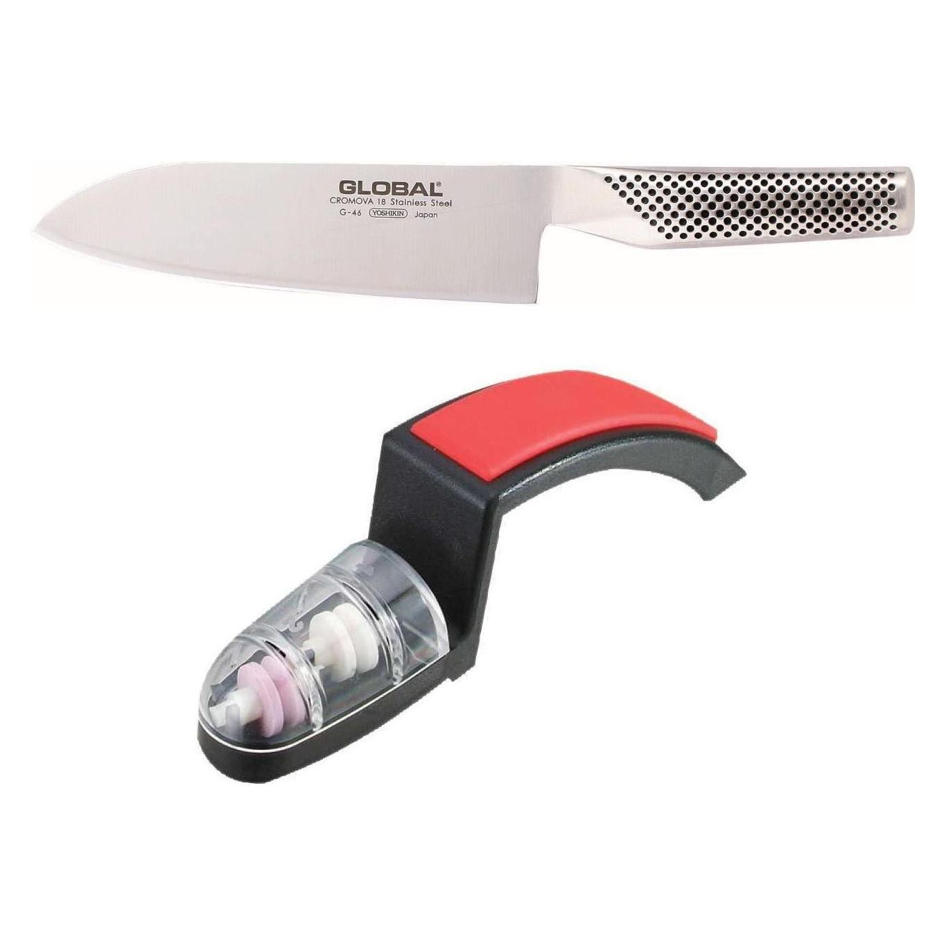 Global Messer Global Starterset Santokumesser & Schärfer (15 cm, 1x) (G-46220BR)