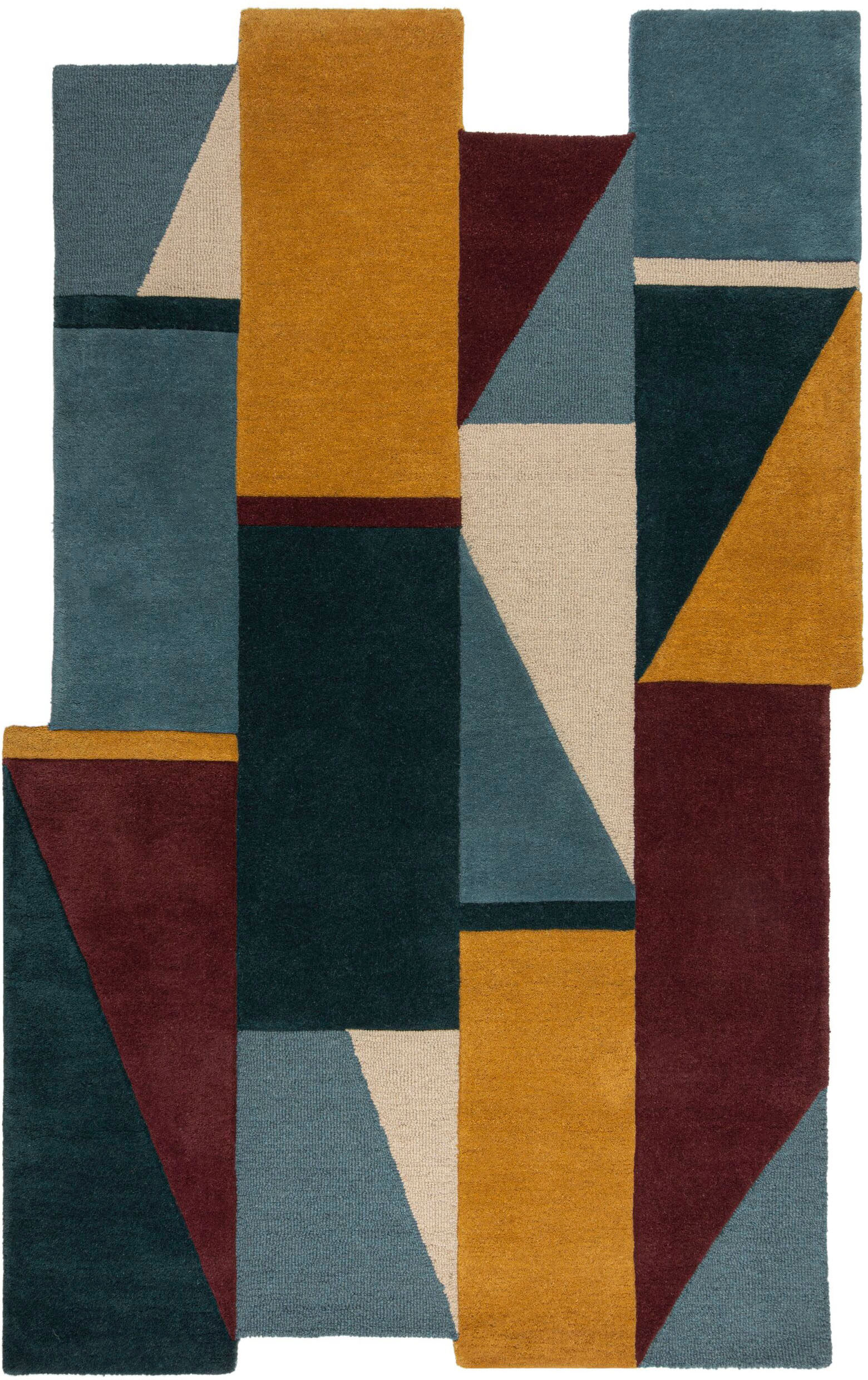 Teppich FLAIR RUGS "SHUFFLE SHAPED", bunt, B:150cm H:10mm L:240cm, Wolle, Teppiche, Teppich, Shuffle-förmiger Wollteppich