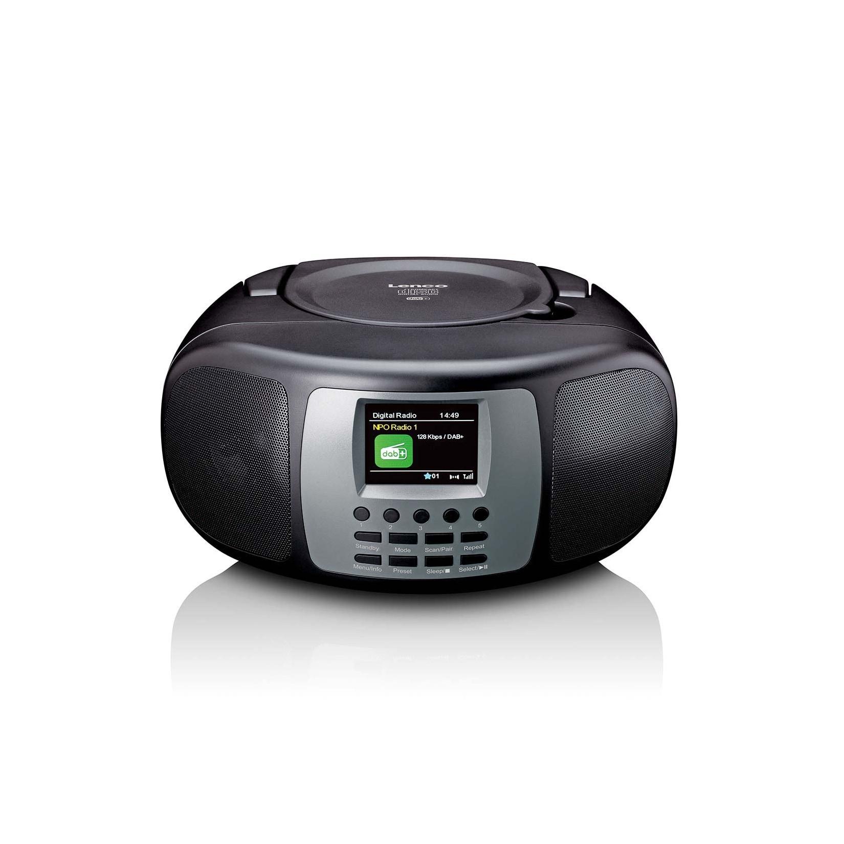 Lenco Tragbares DAB+/FM-Radio mit Bluetooth® CD-Player und großem LCD-Farbdisplay Schwarz