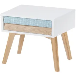 Kayoom Nachttisch Brina Weiß / Blau / Holz