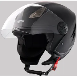 VEVOR Motorradhelm Motocross-Helme 3/4 Gesicht Größe M, Helme aus ABS mit Wechselglas, ECE-geprüfter bequemer Motocross-Helm, für Jugendliche & Erwachsene schwarz