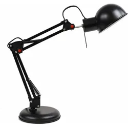Papuq Tischlampe, schwenkbar im Retro-Industrie-Stil, matt schwarzes Finish, Fassung E27.