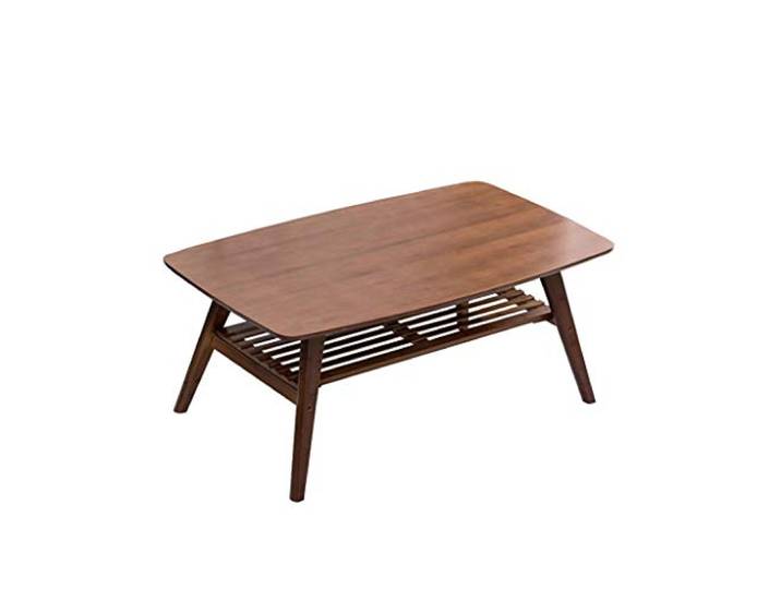 MYBA Couchtisch Nordic Kreative Bamboo Couchtisch mit Stau Faltbare Ende Tisch Wohnzimmer Sofa Teetisch Startseite Schlafzimmer Beistelltisch Beistelltisch (Color : Tea Color, Größe : 100 * 50cm)