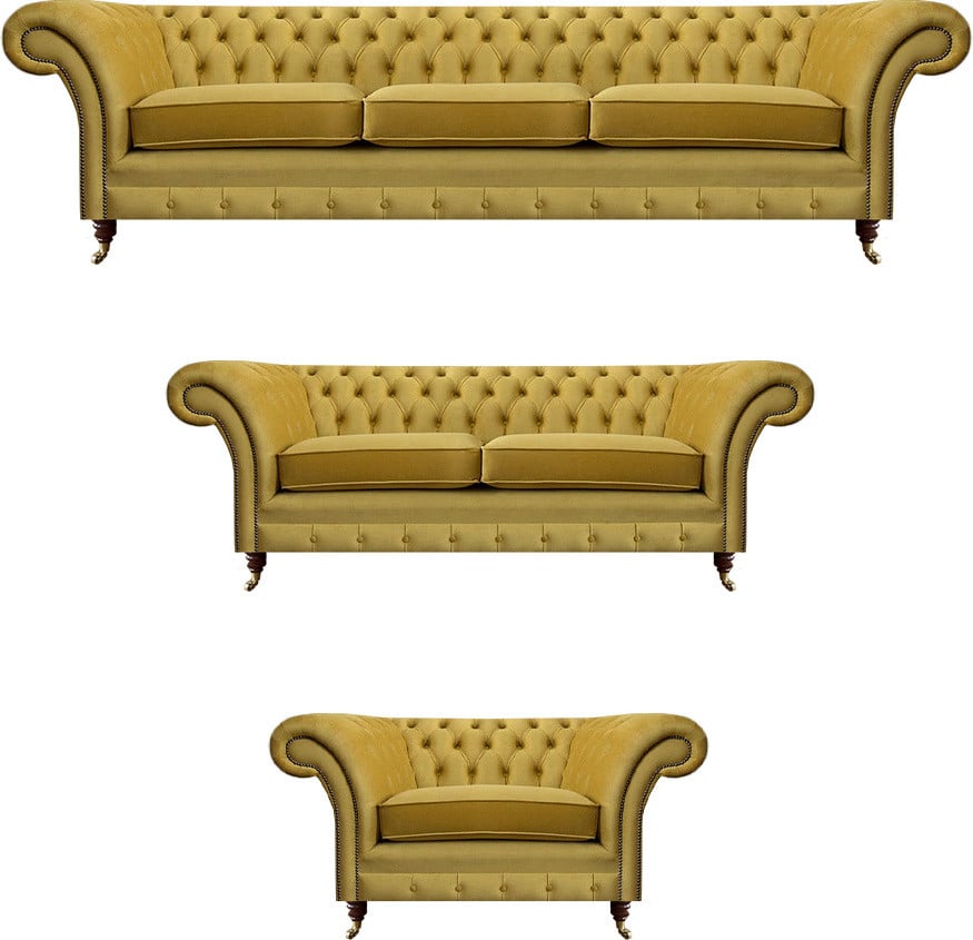 Luxus Chesterfield Sofagarnituur Set van 3 stuks voor de woonkamer