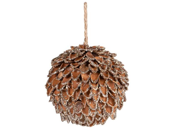 Christbaumkugel trockener Tannenzapfen in braun und silber