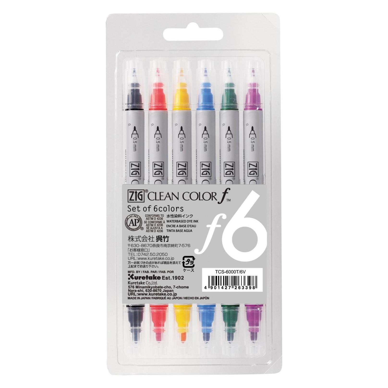 Zig Clean Color f - Set mit 6 Farben (6x) (TCS-6000T/6V)