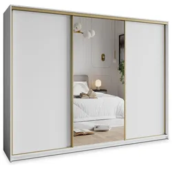 SCHWEBETÜRENSCHRANK TAVI 270/205/60 cm 3-türig mit Spiegel Weiß