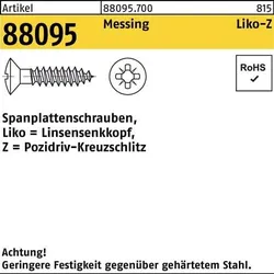Spanplattenschraube R 88095 Liko PZ 4x 25-Z Messing 1000 Stück