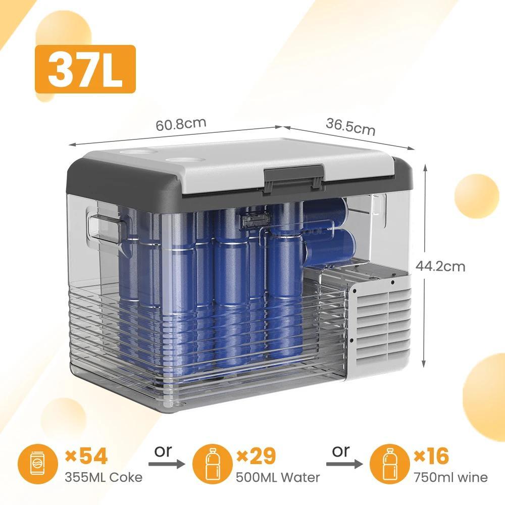 Tragbare Kompressor Kühlbox 37 l - Auto Kühlschrank Gefrierbox - 12/24 V DC - 100-240 V AC - Camping und Wohnmobil