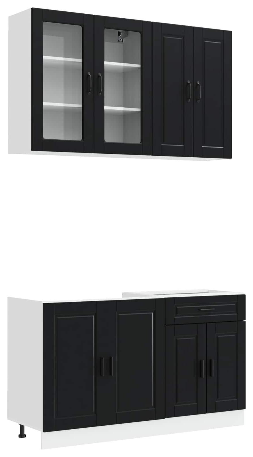 vidaXL Keukenelement PORTO Base Unit, 4 stuks, zwart, houtvezel