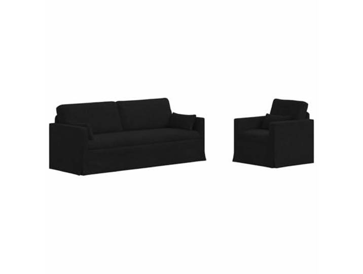 Todiikf Sofagarnitur 2-Teilig Schwarz Modulsofa aus Stoff mit Metallgestell Modulare Couchgarnitur für Wohnzimmer und Schlafzimmer mit bequemer Schaumstoffpolsterung und Holzwerkstoff-Armlehnen.