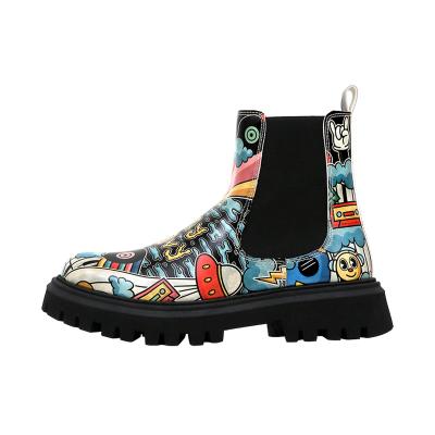 Chelseaboots DOGO "Aura Boots Stay Groovy Damen Stiefeletten", Damen, Gr. 40, Normalschaft, bunt (mehrfarbig), Lederimitat, Schuhe Chelseaboots, Handgefertigt
