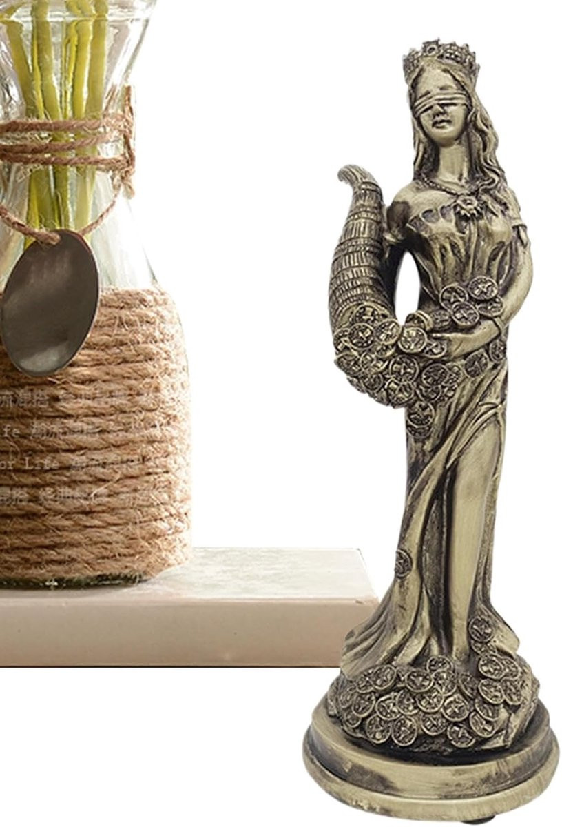Goudkleurig Geluksgodin Beeld - Symbolisch Ornament voor Thuisdecoratie