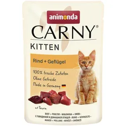 animonda Carny Kitten 85g Beutel Katzennassfutter 12 x 85 Gramm Rind + Geflügel