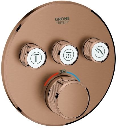 Grohe Grohtherm Smartcontrol Fertigmontageset 29121DL0 warm sunset gebürstet, rund, UP-Thermostat, 3 Absperrventile