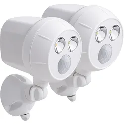 Außenleuchten Wand weiß Wandlampen Bewegungsmelder Hauswandleuchte Sensor, Batterien, LED 400Lm kaltweiß, LxBxH 9,5x11,5x16,5 cm, 2er Set