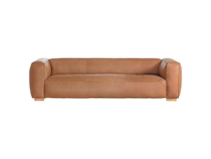 Carryhome Bigsofa, Cognac, Holz, Echtleder, Anilinleder, Buche, massiv, 255x70x110 cm, Rücken echt, Wohnzimmer, Sofas & Couches, Sofas, Ledersofas
