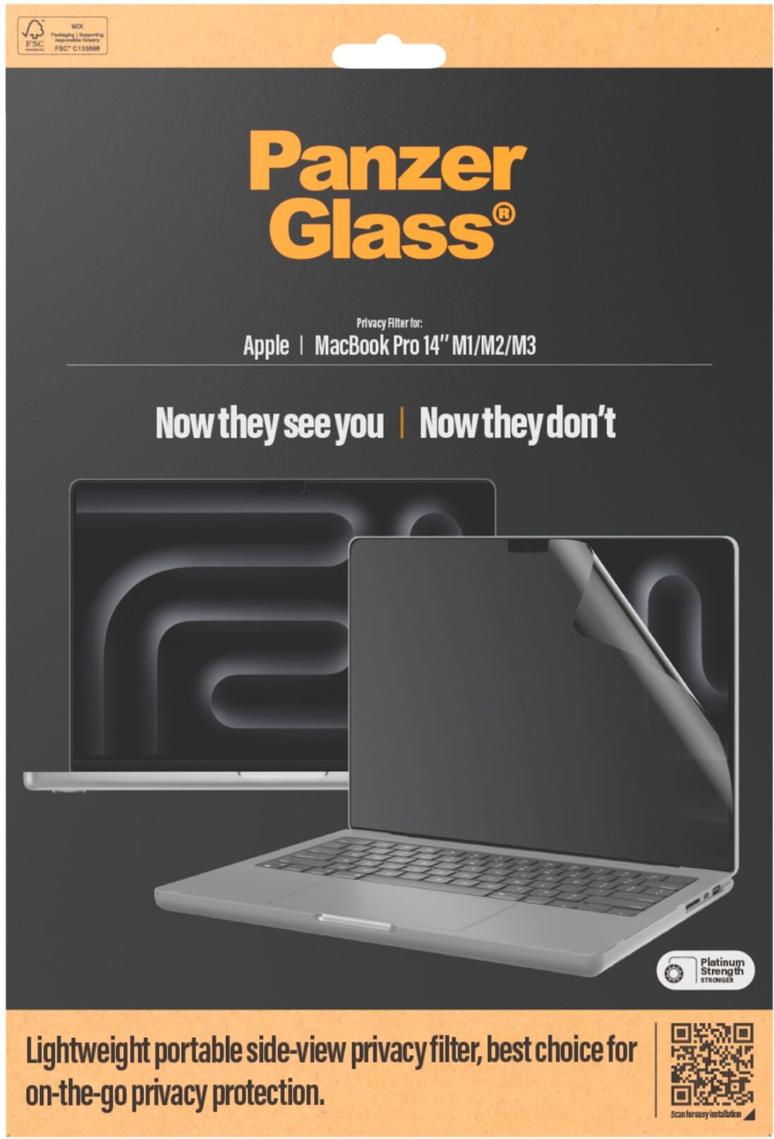 CARE BY PANZERGLASS Displayschutzfolie "Privacy Filter Screen Protector", transparent, B:24,5cm H:0,3cm T:36mm, Displayfolien, Displayschutz, Schutzfolie, Blickschutz, kratz- & stoßfest, Displayschutzfolie