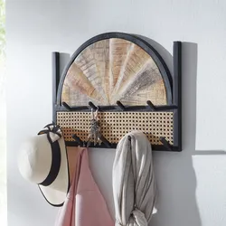 KADIMA DESIGN Wandgarderobe Mango Massivholz/Rattan/Metall, Exotisch, Funktional & Stilvoll