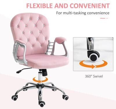 Ostweer Charming Button Tufted Desk Chair Home Office Chair with Padded Armrests, Velvet Upholstered Gaming Chair Desk Chair