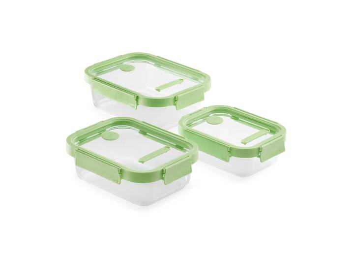 Lékué Boîte à lunch rectangulaire Lékué 3 pièces Vert