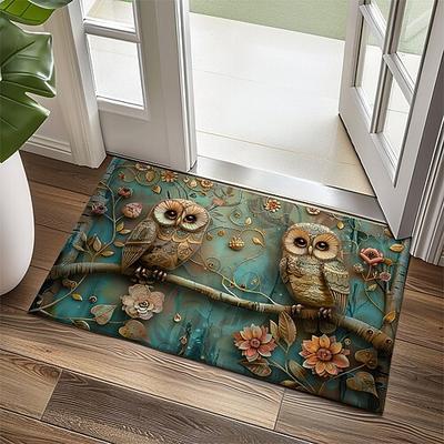Eule 3D Malerei Fußmatte Küchenmatte Bodenmatte rutschfeste Flächenteppich Ölbeständiger Teppich Indoor Outdoor Matte Schlafzimmer Dekor Badezimmermatte Eingangsteppich