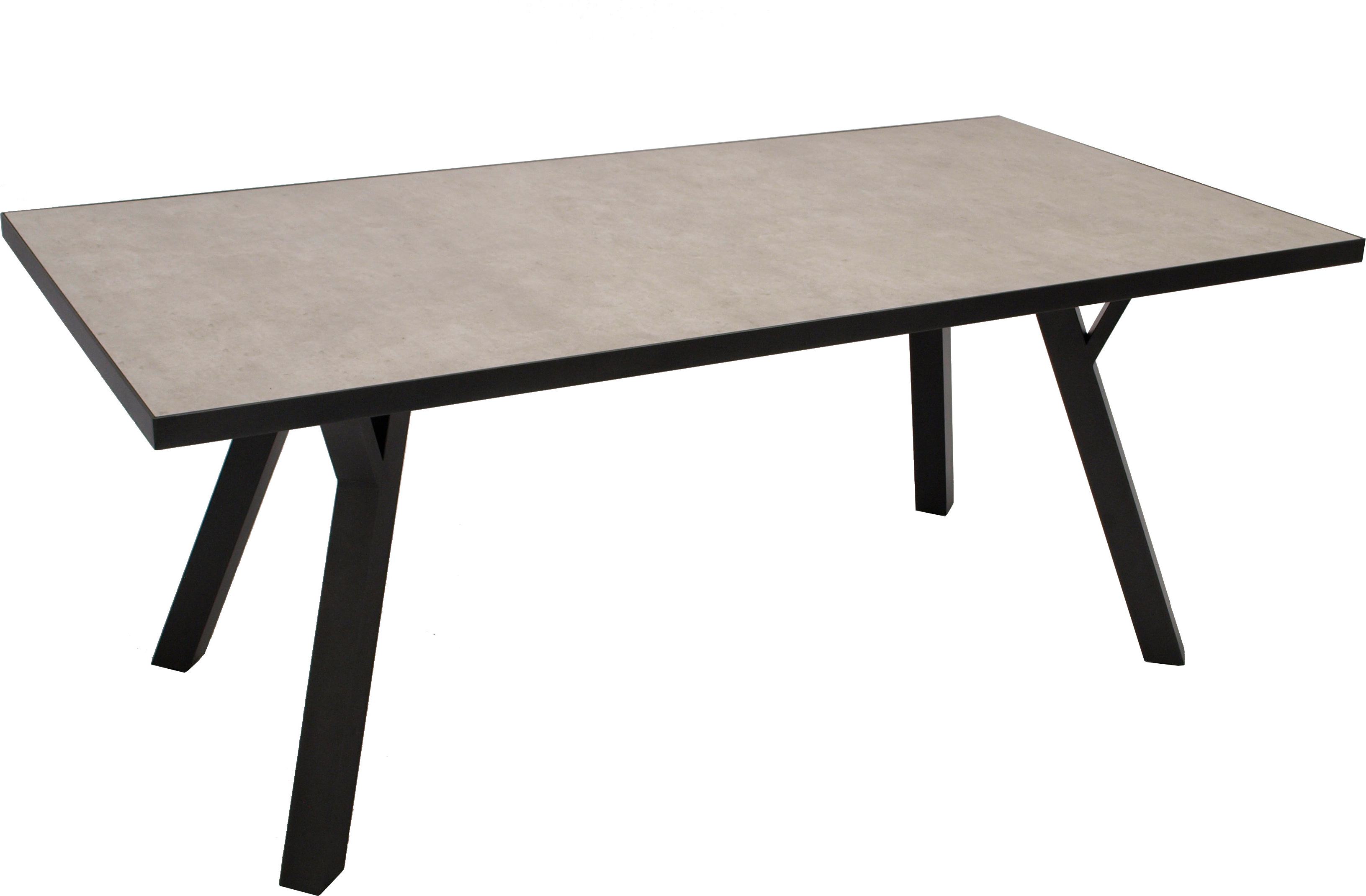 DEGAMO Tisch Gartentisch Esstisch MANCIANO 180x90cm, Aluminium dunkelgrau + Glas in Keramikoptik