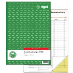Sigel Formularbuch »Kassenabrechnung« SD006 gelb, 21x29.7 cm