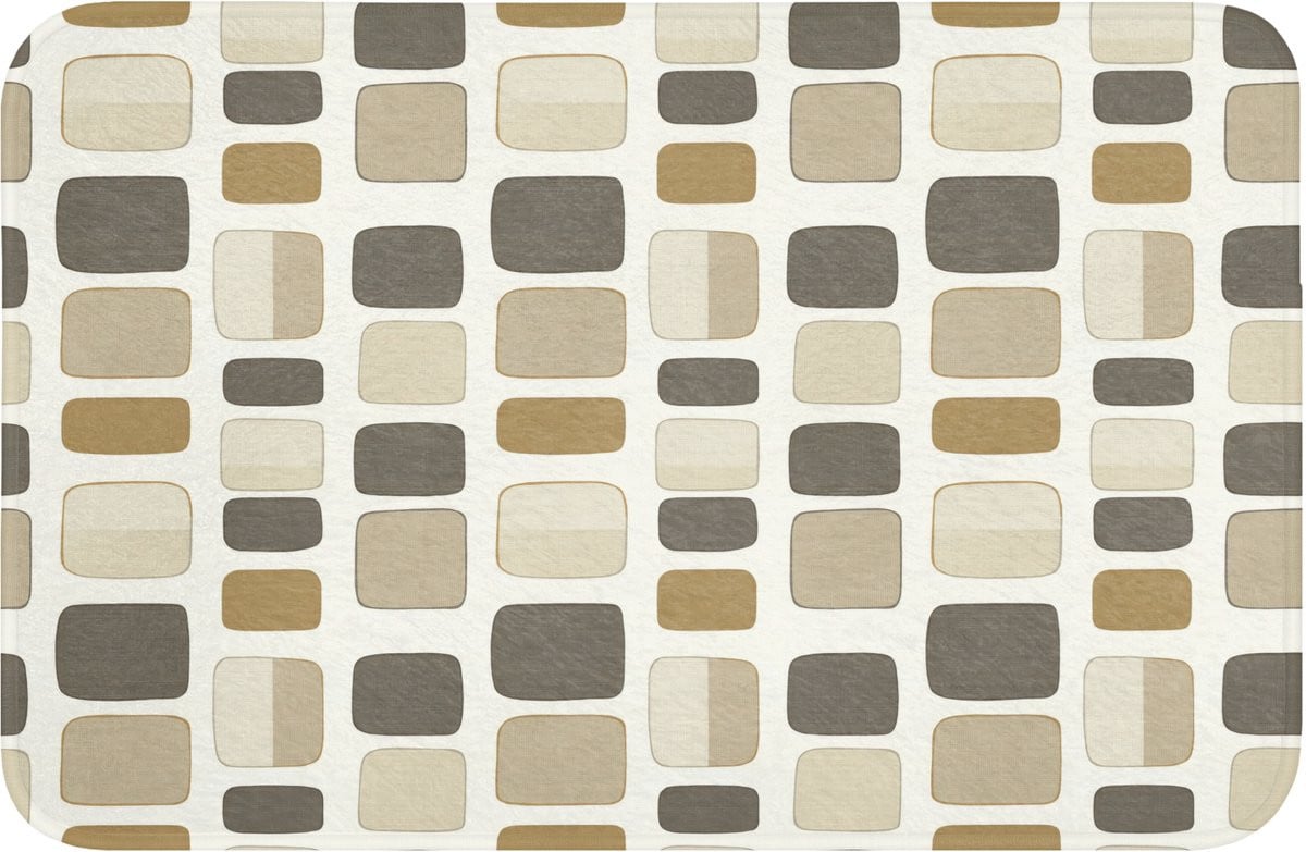 Grijs Badmat met Blokkenpatroon - Vintage - Antislip - 60 x 40 cm
