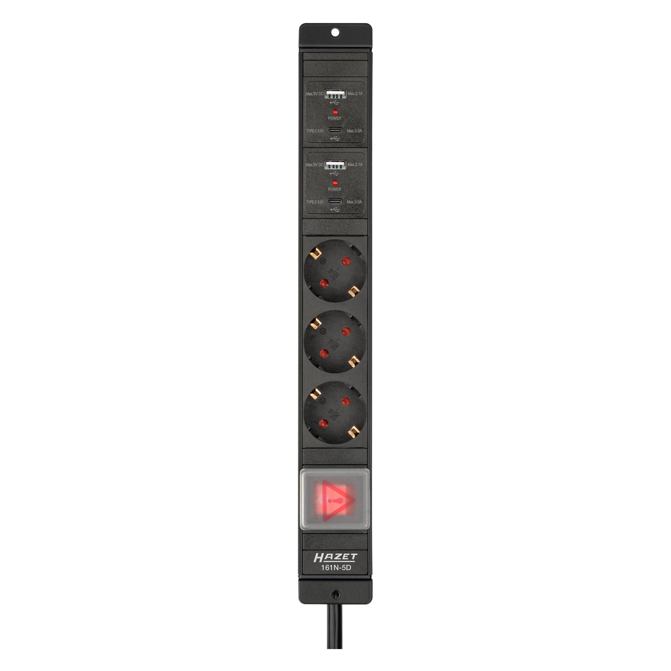 Hazet Steckdosenleiste 161N-5D (3x, CEE 7/3, 2.05 m) (161N-5D)