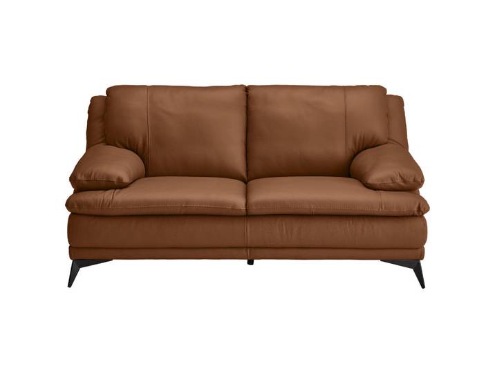 Novel 2-Sitzer-Sofa, Cognac, Metall, Echtleder, Rindleder, 178x92x98 cm, Wohnzimmer, Sofas & Couches, Sofas, Ledersofas