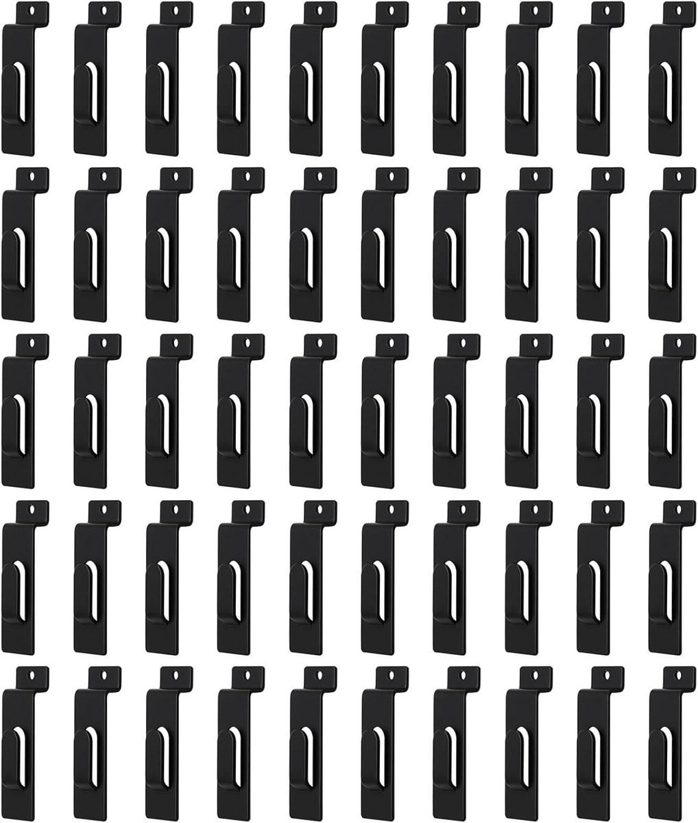 Aluminiumstaal Slatwall Haken - 50 stuks - Zwart - voor foto's en schilderijen