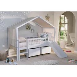 Hausbett FORREST Weiß ca.90x200cm Rutsche, Bettladen