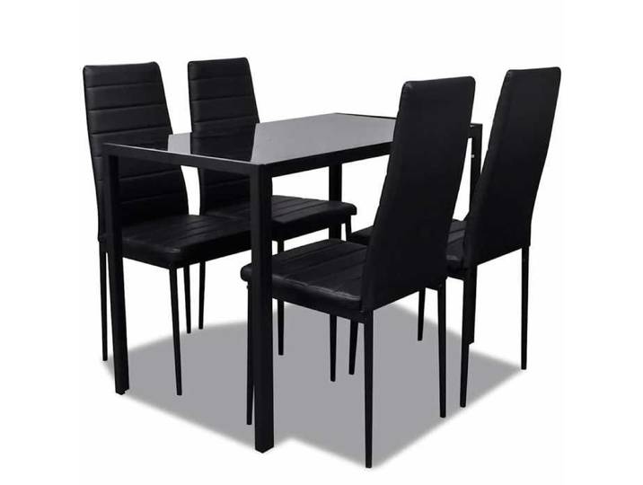 Ensemble Table avec chaises - - Mobilier repas - Anti UV - 5 pcs Cuir synthétique Noir - design moderne(726321)