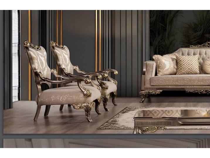 JVmoebel Esszimmerstuhl Chesterfield Sessel im Barock Rokoko Stil, beige, handgefertigt, Made in Europa