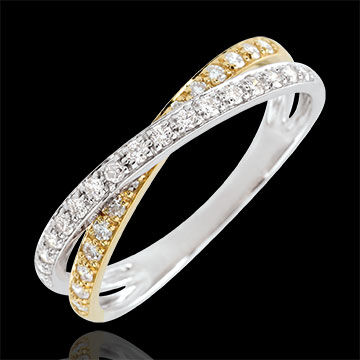 Edenly Trauring Saturnduett - Diamantendoppel - Gelb- und WeiÃŸgold - 18 Karat