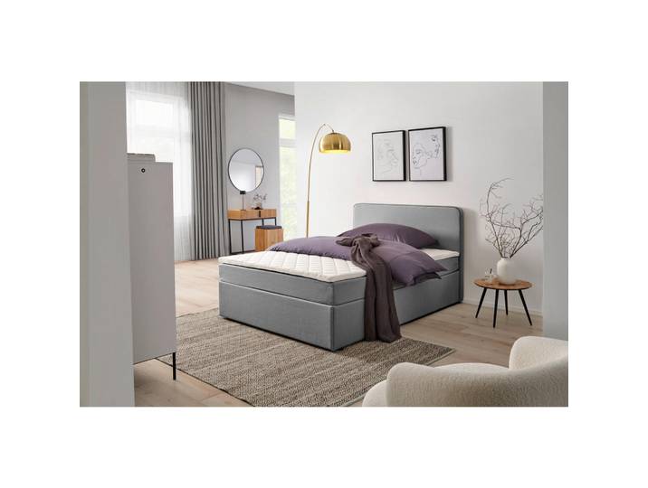 P & B Boxbett, Hellgrau, Holz, H2, Höhe ca. 17 cm, 140x200 cm, Schlafzimmer, Betten, Boxspringbetten