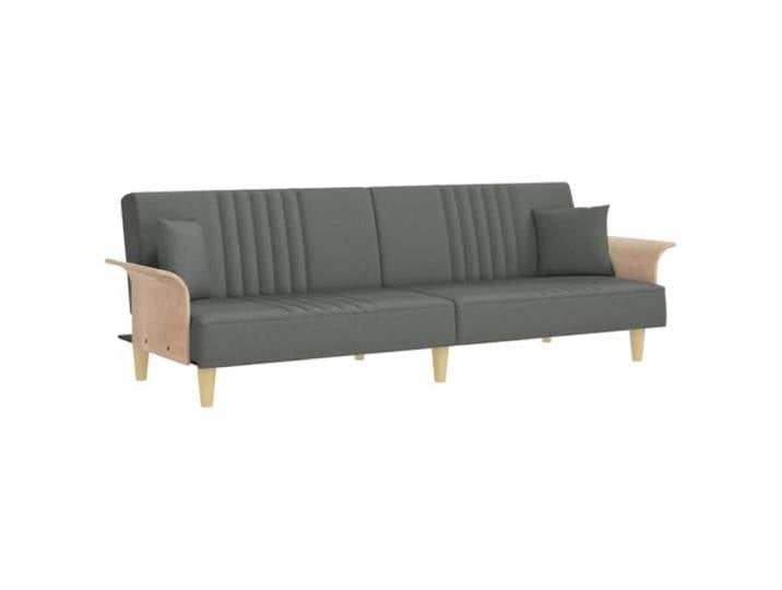 GHVBNMF Schlafsofa Dunkelgrau Stoff Bettsofa mit Armlehnen 224cm Flexible Schlafcouch fürs Wohnzimmer mit verstellbarer Rückenlehne, dicker Schaumstoffpolsterung und zwei Beistellkissen.