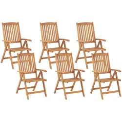 GARTENSTUHL 6er-Set Akazienholz hellbraun verstellbar Java