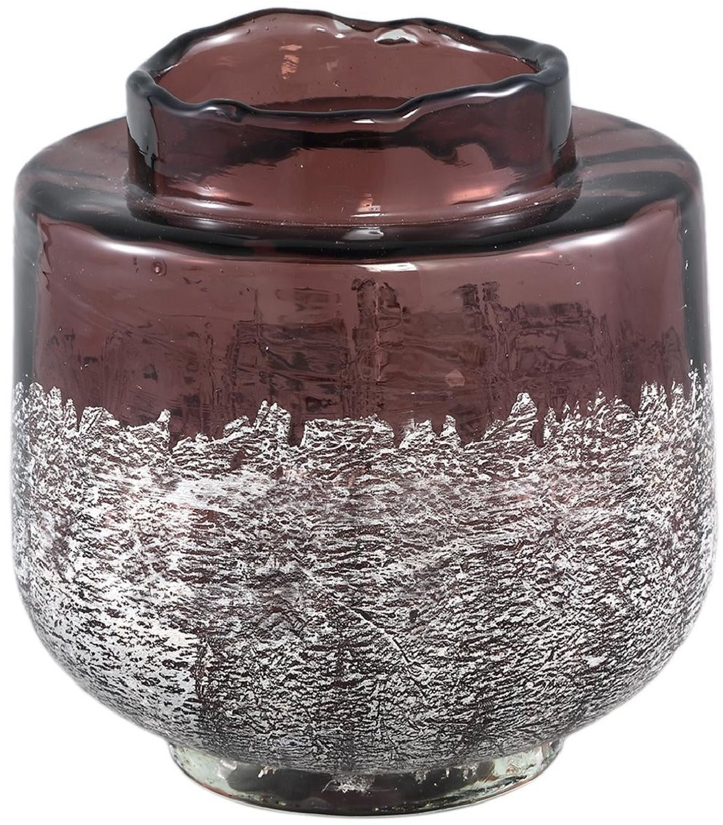 PTMD Collection Niddy Ronde Vaas - Roze - Glas - H 15 cm x Ø 18,5 cm