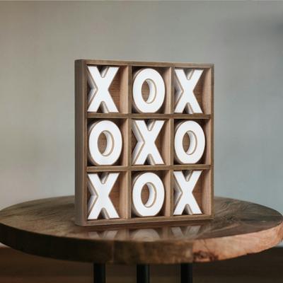 American Art Decor "Wood Tic Tac Toe Game Board Tabletop Decor (11.8"" x 11.8"") - 11.8"" x 11.8"""
