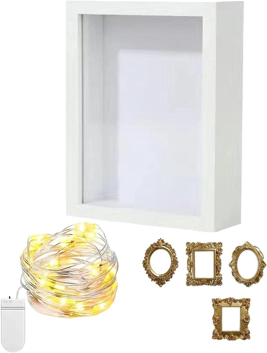 Herinnerings Displaybox Fotolijst Schaduwkast Goud - 25x25 cm