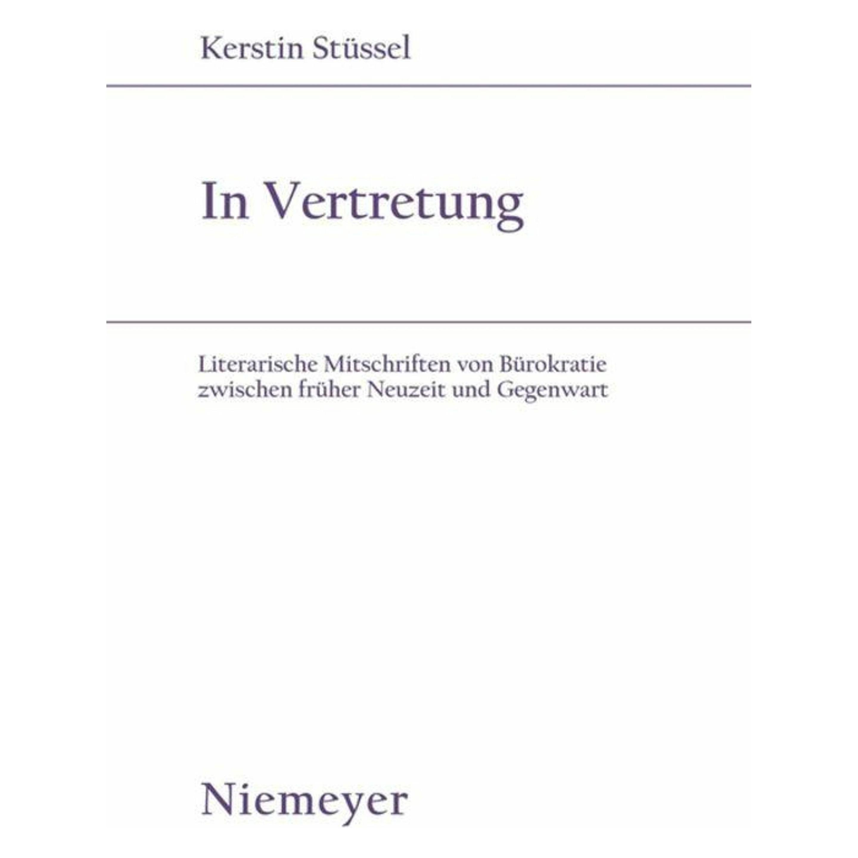 De Gruyter In Vertretung (Deutsch, Softcover, Kerstin Stüssel) (7546570)