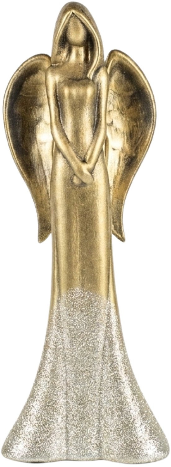 Gouden Keramiek Engel met Glitter Decoratieve Figuur 35cm