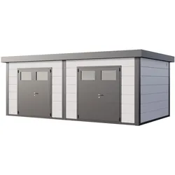 Telluria Metallgerätehaus Duo 3336+ Zweiraum-Gartenhaus weiß